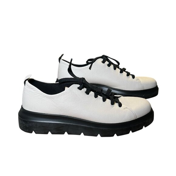 Ecco Nouvelle Lace Up Womens Sneakers Shoes Limestone Leather Size 41 US 10-10.5 - Picture 3 of 11